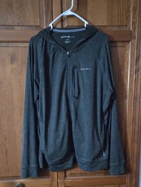 Eddie Bauer Men's Large Charcoal Gray Lightweight Full-Zip Hoodie